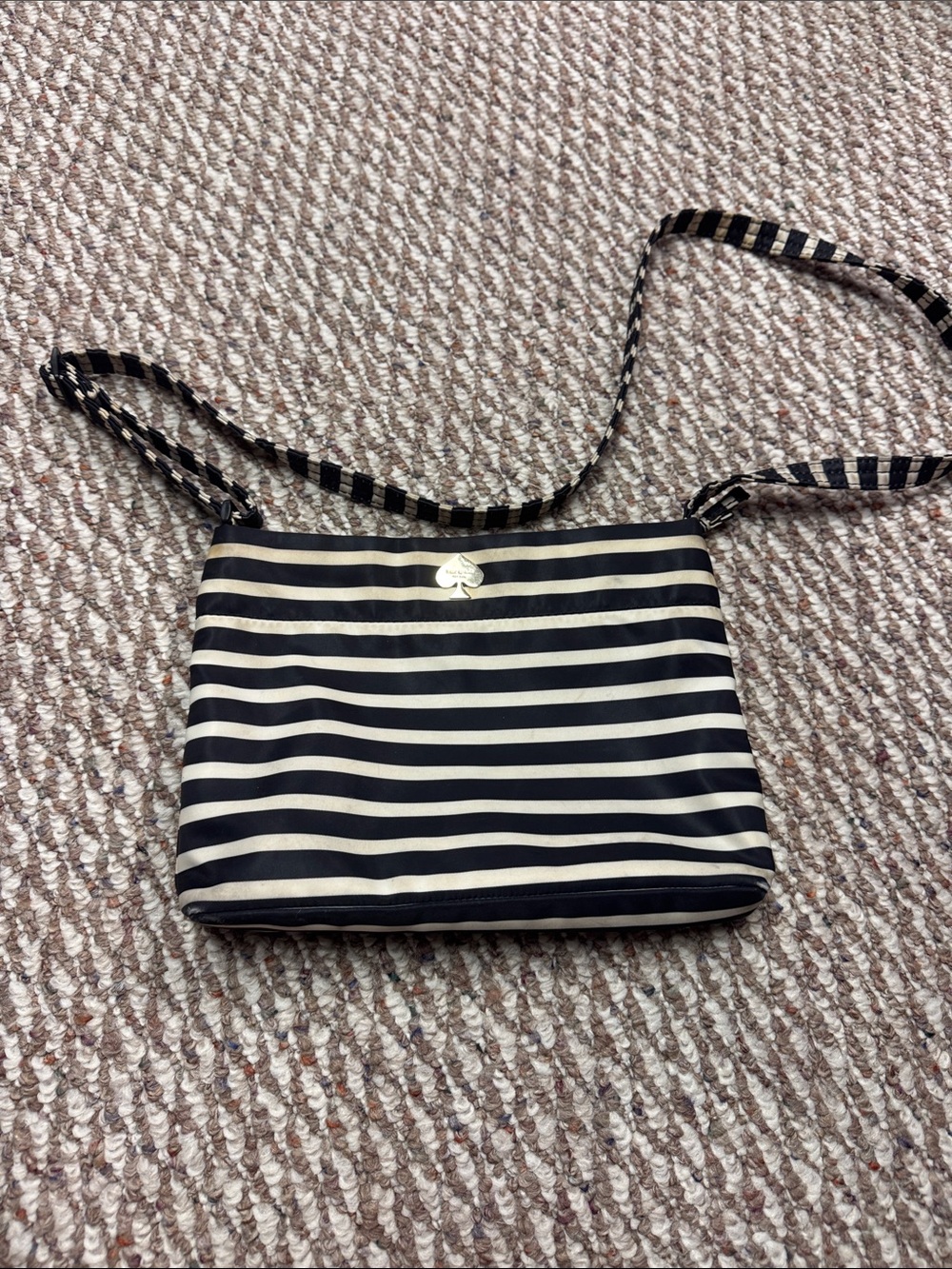 kate spade Black and White Striped Crossbody Purse